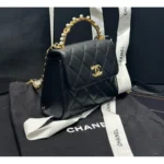 Chanel Black Quilted Lambskin Mini Flap Bag 15cm with Pearl Handle & Vintage Hardware 26