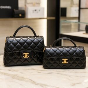 Chanel Shiny Calfskin Top-Handle Flap Bag Retro "Kelly" Style with Gold-Tone CC Hardware