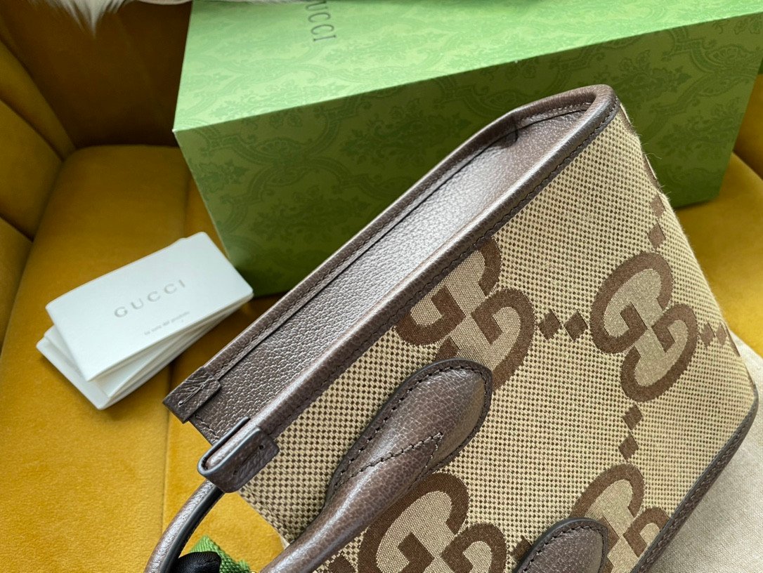 Gucci Retro Mini Tote Bag 16 Jumbo GG Canvas with Web Strap 3