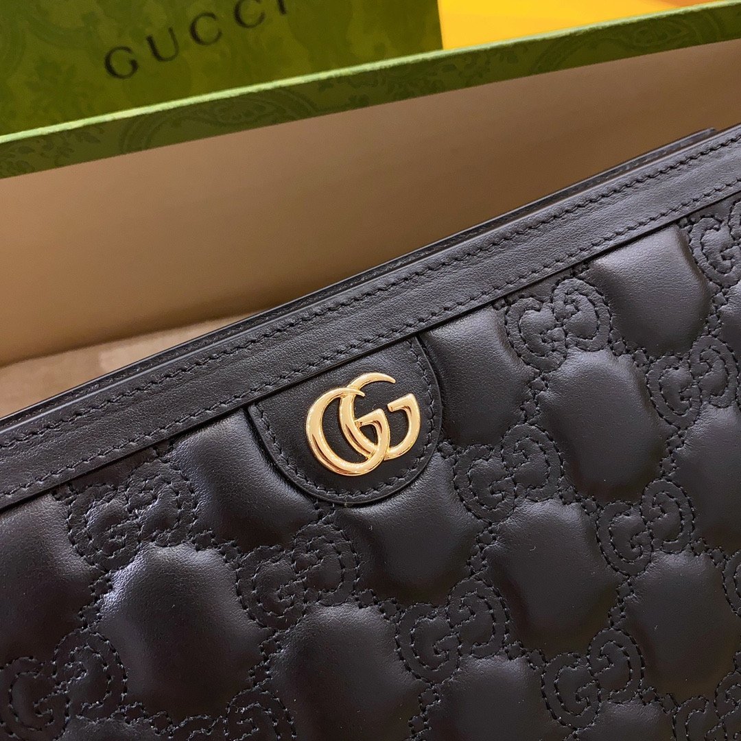 Gucci GG Matelassé Leather Clutch Pouch 26cm Black 3