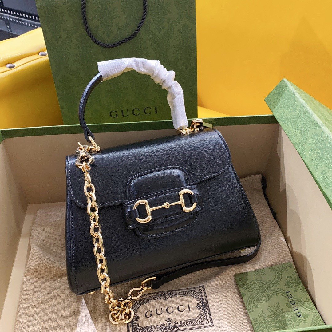 Gucci Horsebit 1955 Top Handle Bag 22cm Black Leather Dual Strap Edition 3
