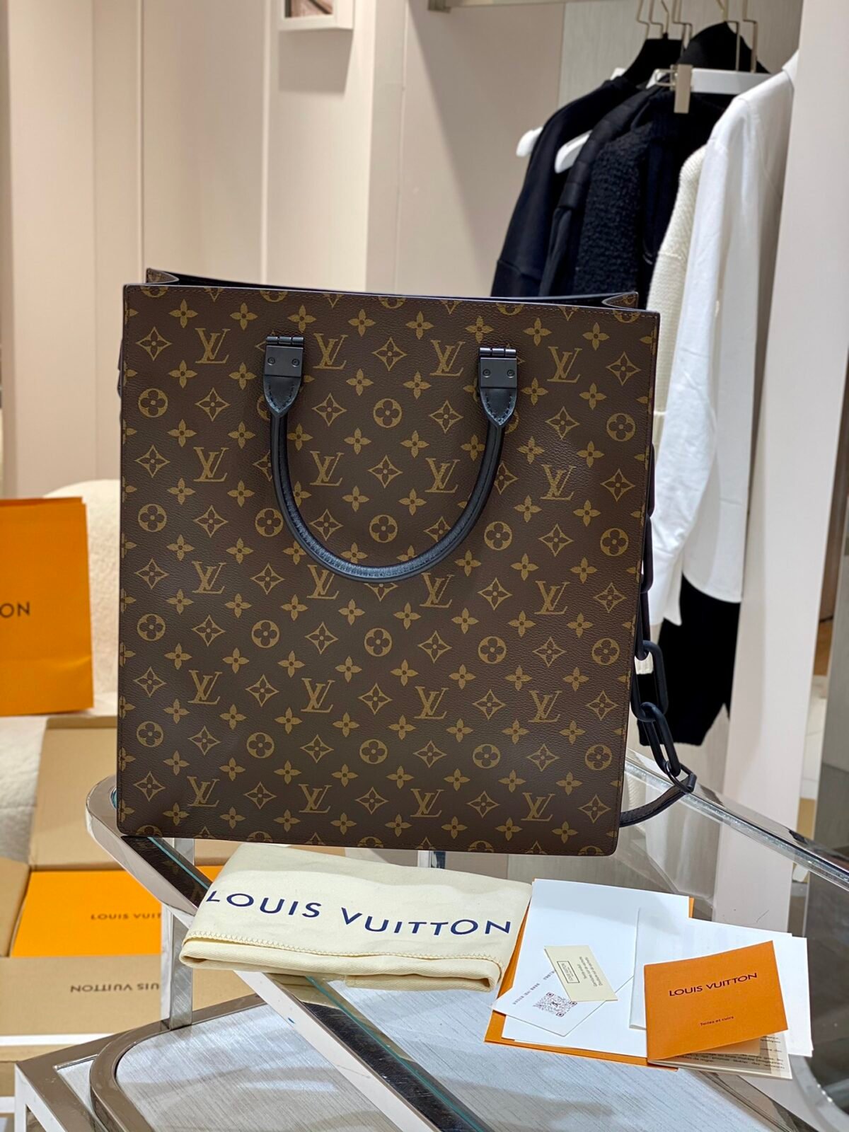 Louis Vuitton Sac Plat Messenger Tote Bag 36cm Virgil Abloh Monogram Canvas with Neon Chain 3