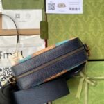 Gucci 100th Anniversary Kaleidoscope Print Messenger Bag Dark Blue Leather Trim 3