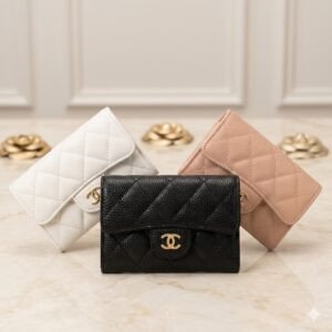 Chanel Grained Calfskin Quilted Mini Flap Card Holder Wallet in 3 Iconic Colors