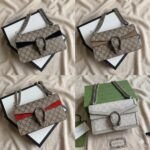 Gucci Dionysus Small GG Supreme Shoulder Bag 25cm Textured Tiger Head Spur Closure with Sliding Chain