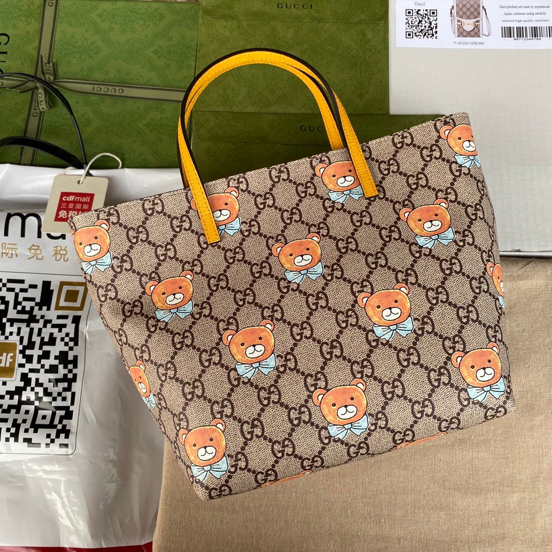Gucci GG Supreme Mini Tote Bag 5 Types Playful Graphic Prints with Leather Trim 37