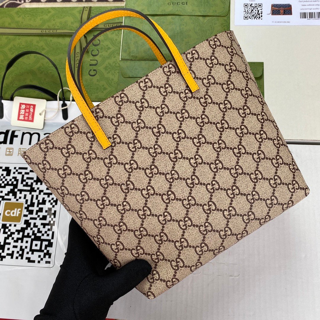 Gucci GG Supreme Mini Tote Bag 5 Types Playful Graphic Prints with Leather Trim 4