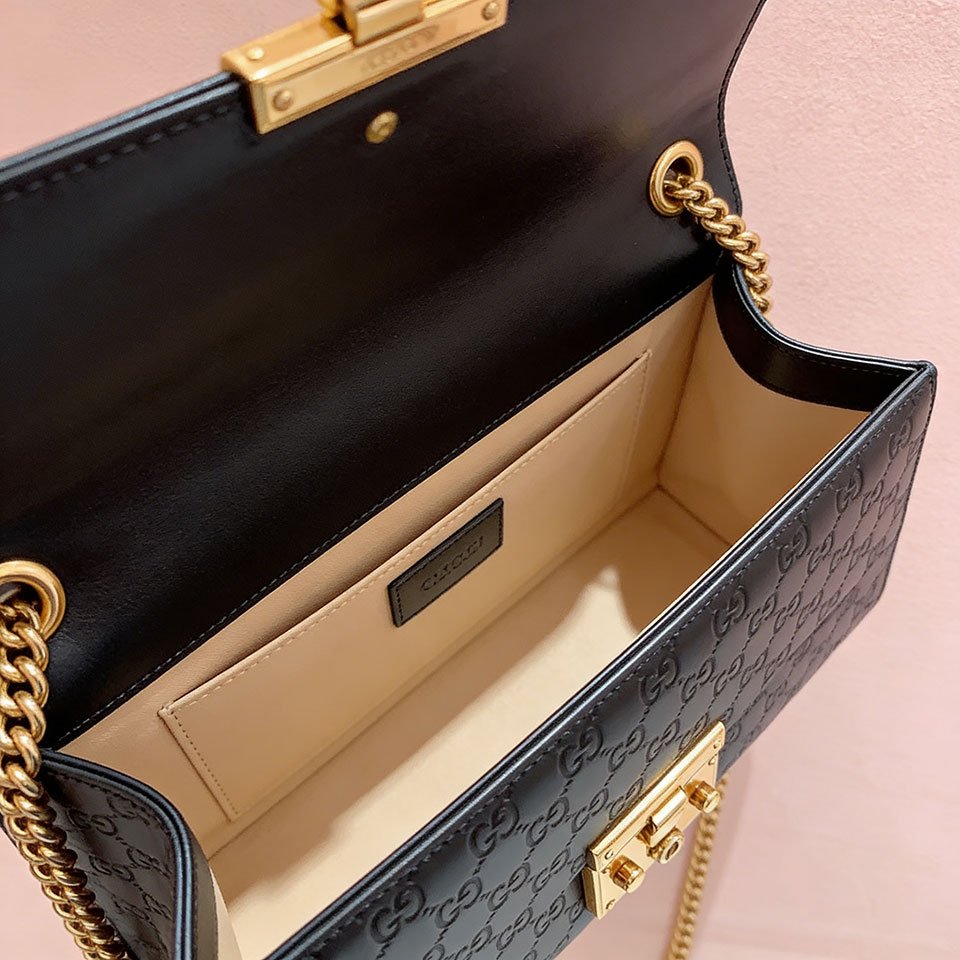 Gucci Padlock Small Signature Leather Shoulder Bag 20cm Black Embossed GG with Gold Hardware 4