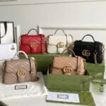 Gucci GG Marmont Mini Top Handle Bag 21cm Matelassé Quilted Leather with Chain Strap