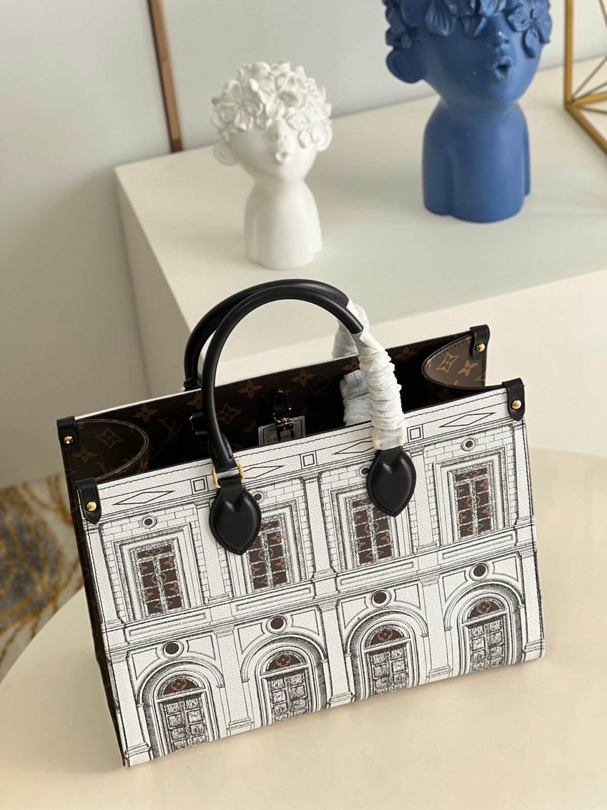 Louis Vuitton x Fornasetti OnTheGo MM Tote Bag 35cm Architettura Matte Calfskin Leather 5