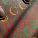 Gucci 100 Centennial Medium Tote Bag 31cm Brown Leather with Logo & Quote Print 6