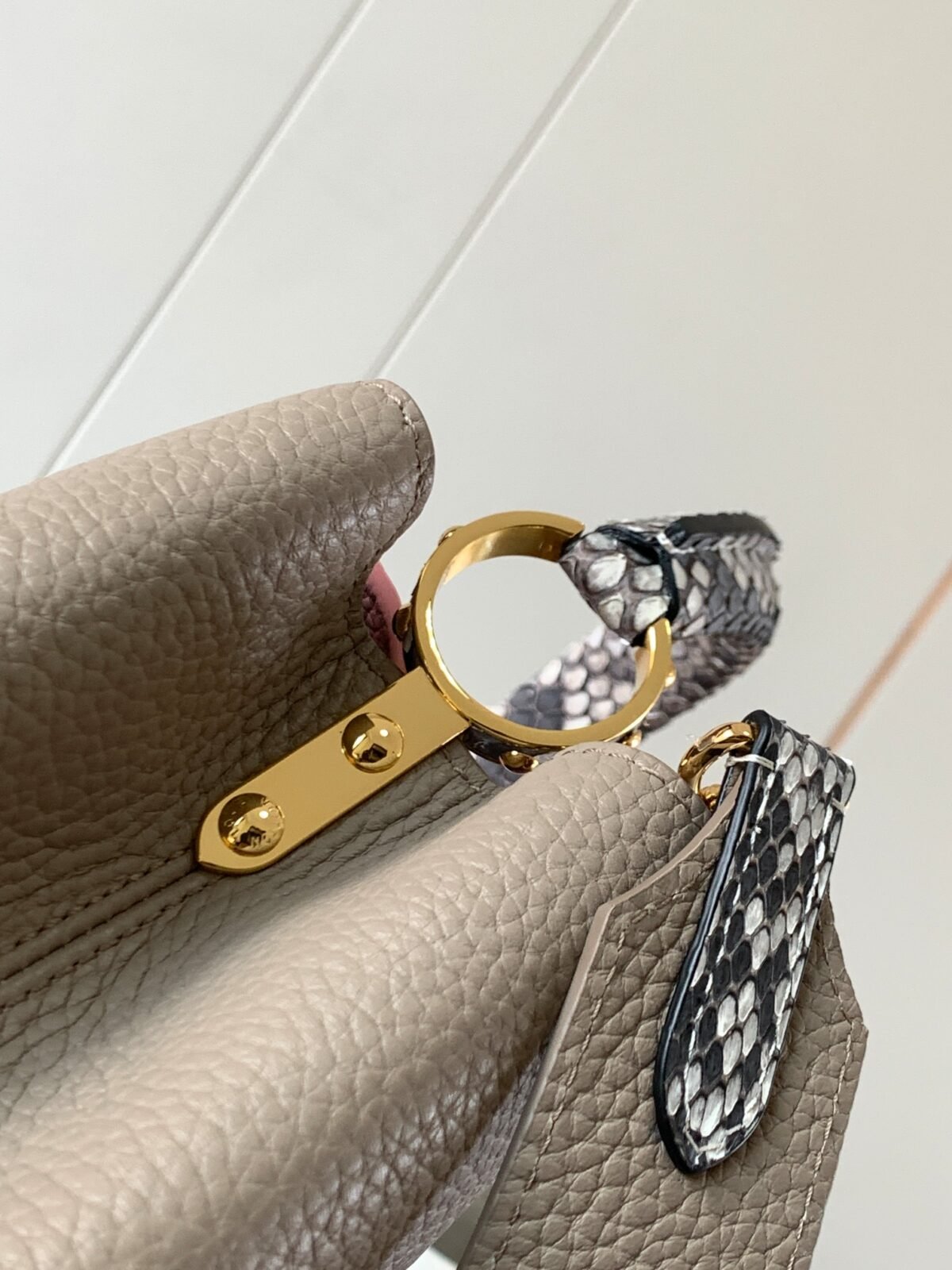 Louis Vuitton Capucines BB 27cm Handle Bag Elephant Grey Taurillon Leather with Exotic Python Details 6