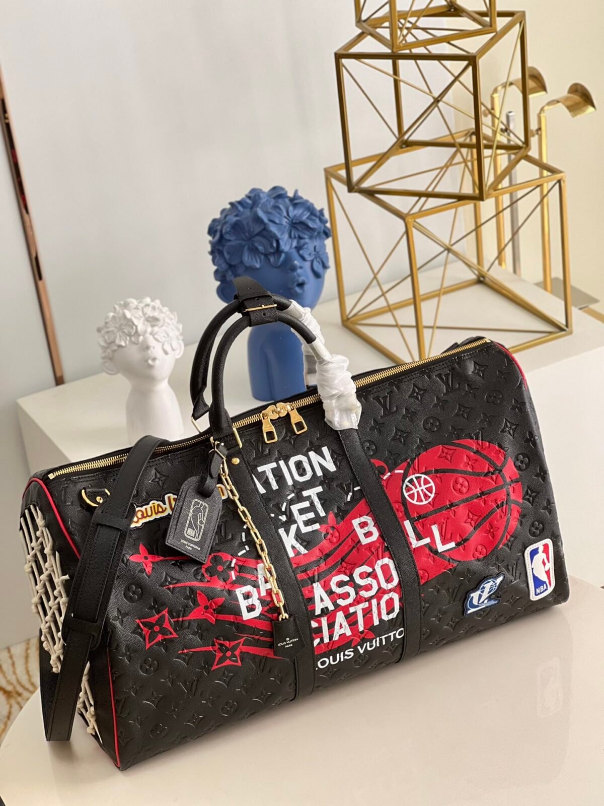 Louis Vuitton x NBA Keepall Bandoulière 50 Championship Jacket Edition Embossed Leather Travel Bag 55cm 6