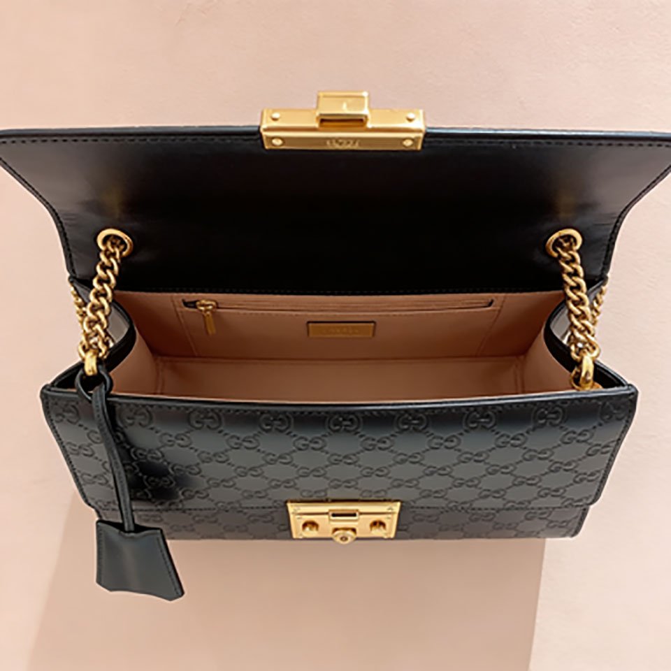 Gucci Padlock Small Signature Leather Shoulder Bag 20cm Black Embossed GG with Gold Hardware 7
