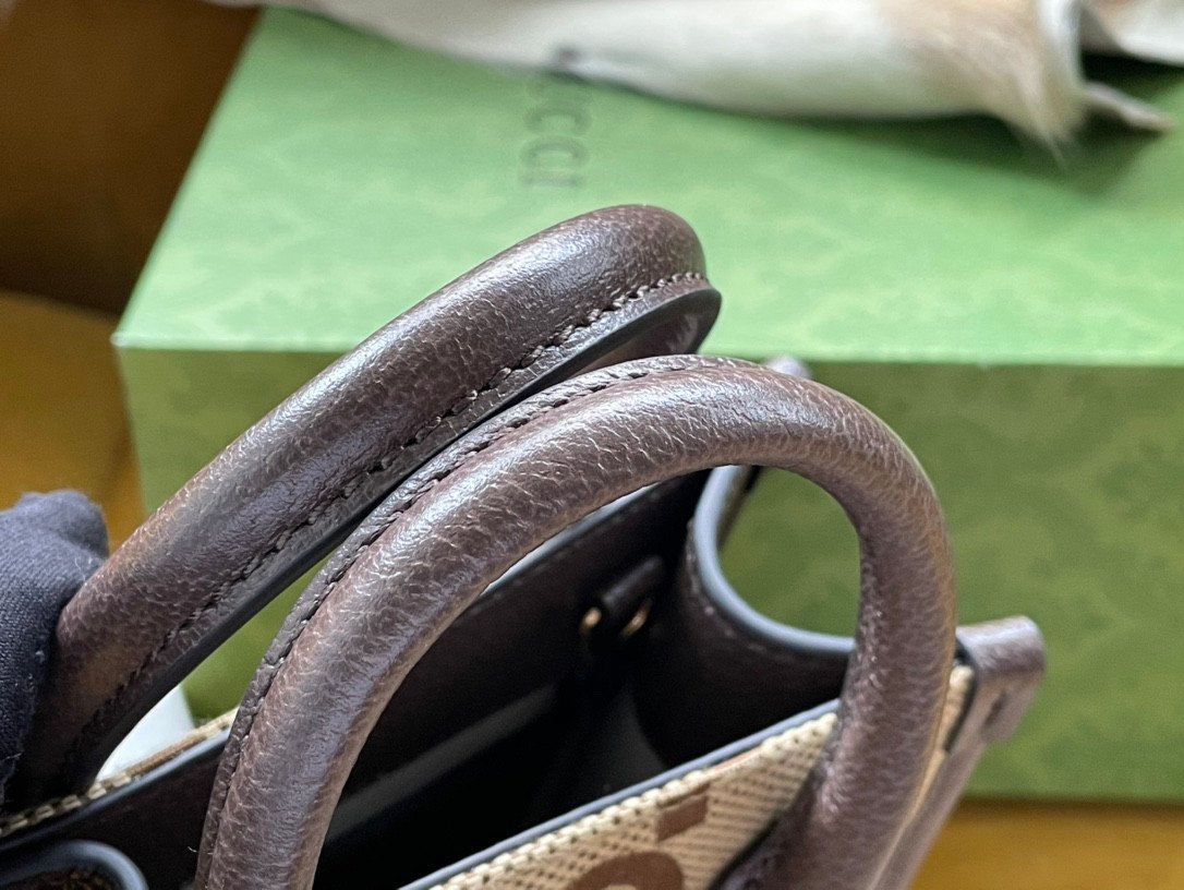 Gucci Retro Mini Tote Bag 16 Jumbo GG Canvas with Web Strap 7