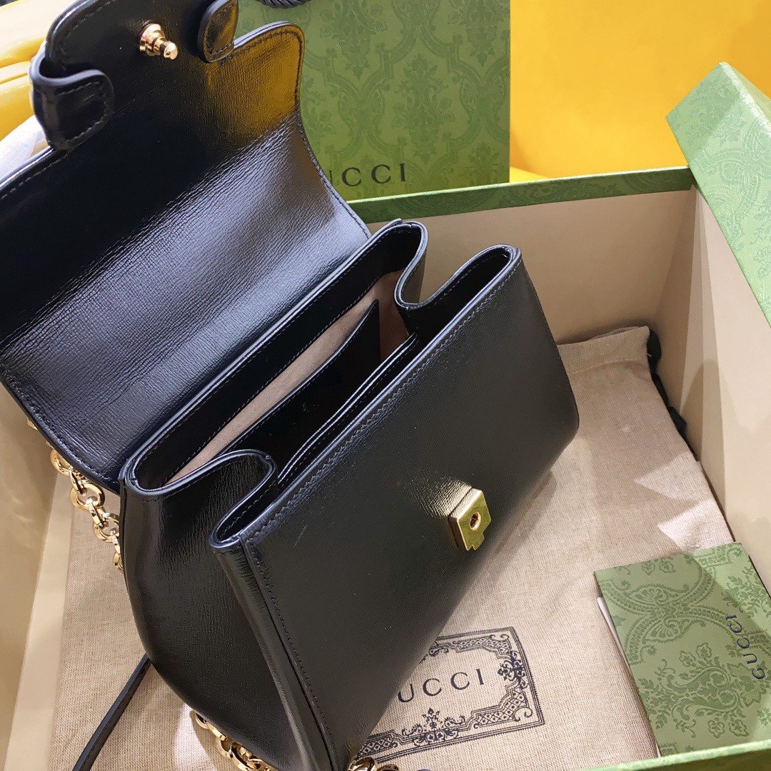 Gucci Horsebit 1955 Top Handle Bag 22cm Black Leather Dual Strap Edition 7