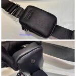 Prada Soft Leather Crossbody Messenger Bag with Detachable Pouch 22cm Modern Black 7