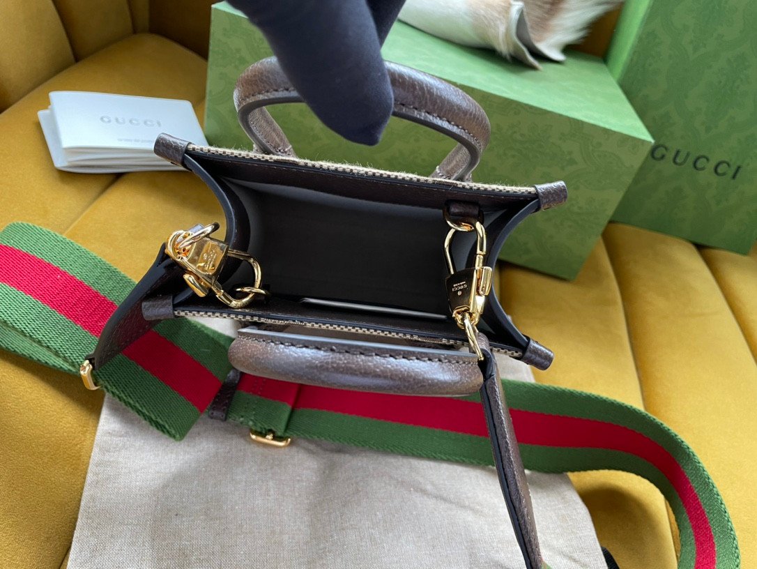 Gucci Retro Mini Tote Bag 16 Jumbo GG Canvas with Web Strap 8