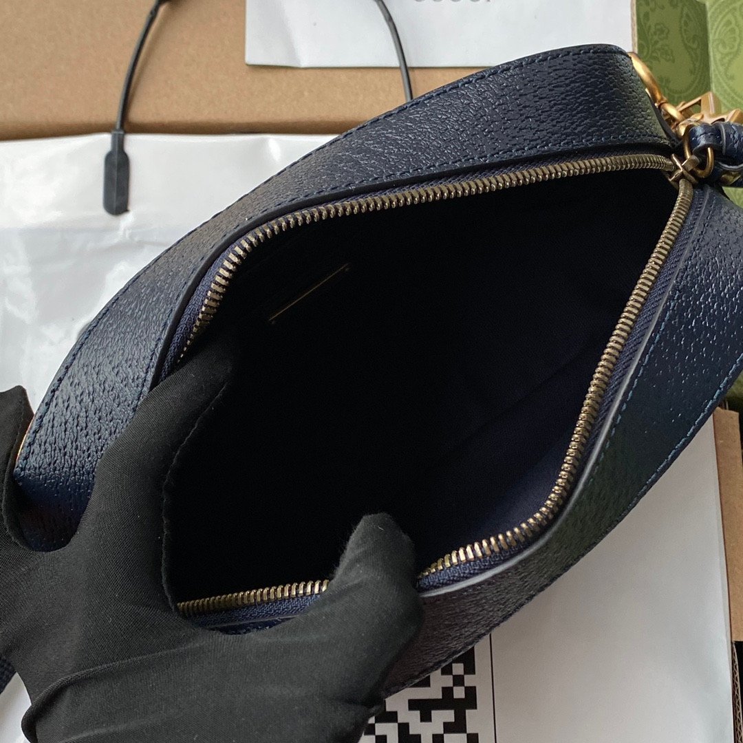 Gucci 100th Anniversary Kaleidoscope Print Messenger Bag Dark Blue Leather Trim 8