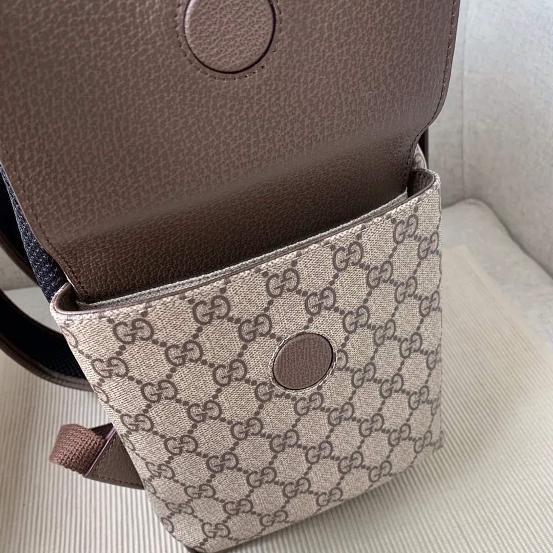 Gucci GG Supreme Canvas Flap Backpack 32.5x42x15.5cm Premium Leather Trim with Signature Web Detail & Side Pockets 8