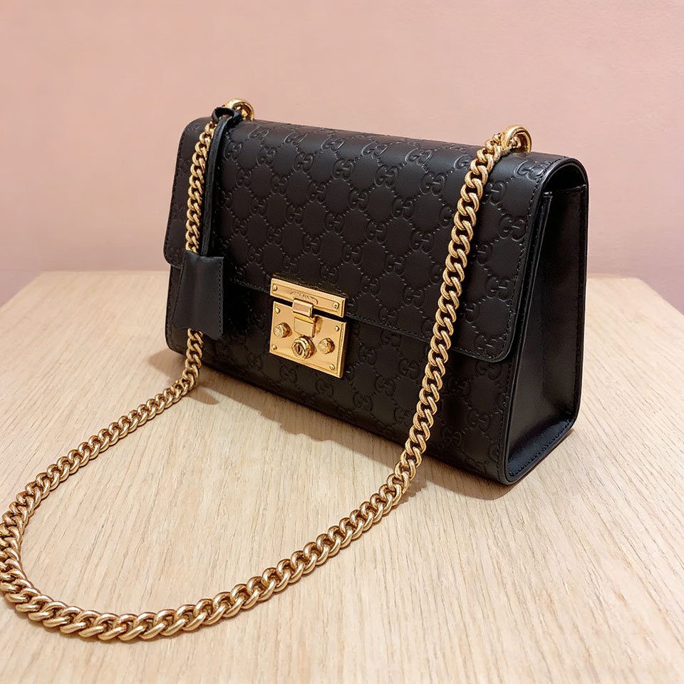 Gucci Padlock Small Signature Leather Shoulder Bag 20cm Black Embossed GG with Gold Hardware 9