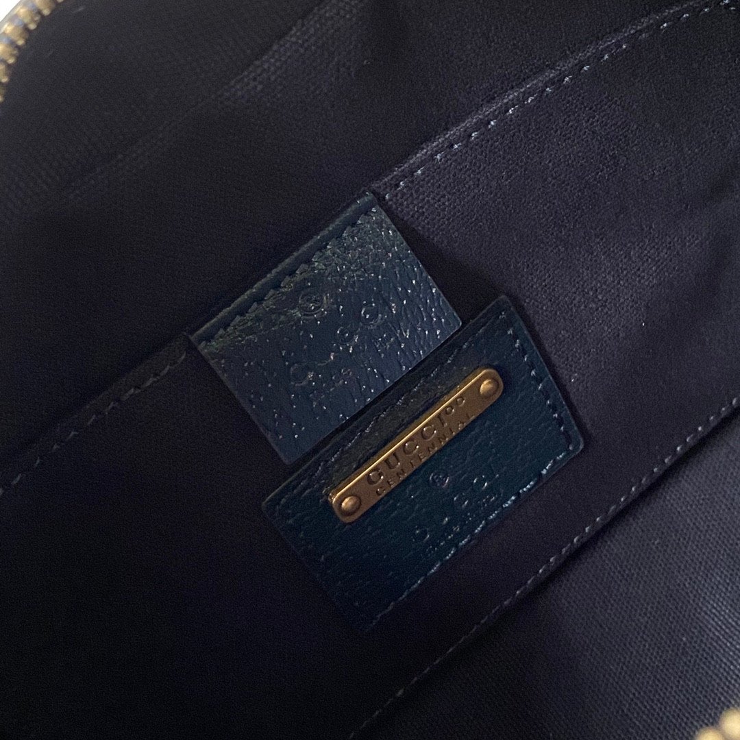 Gucci 100th Anniversary Kaleidoscope Print Messenger Bag Dark Blue Leather Trim 9