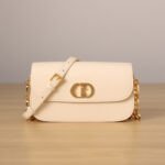 Dior 30 Montaigne Avenue Bag 22.5cm Greyish Ivory Smooth Calfskin Shoulder Bag with Gold-Finish CD Clasp