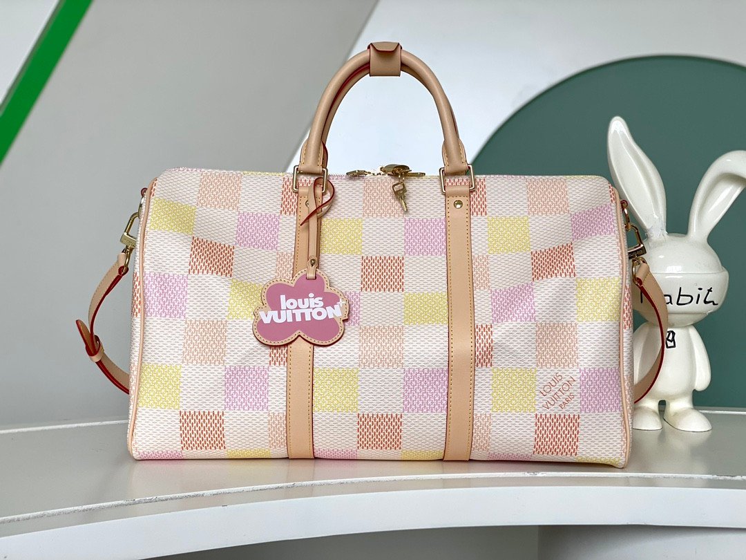 Louis Vuitton Keepall Bandoulière 45 Travel Bag 45cm The Giant Damier Pastel Collection 1