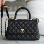 CHANEL Coco Handle Small Flap Bag 24cm in Grained Calfskin Elegant Top Handle Crossbody with Gold-Tone Hardware 1
