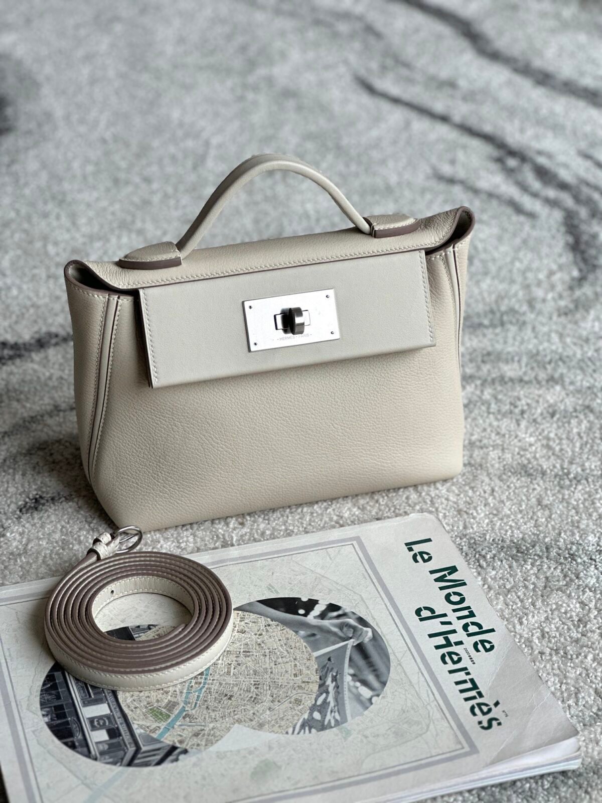 Hermès 24/24 Mini Bag in Evercolor & Swift Calfskin KELLY 2424 Convertible Handbag 21cm Colors 1