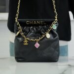 Chanel 23P Mini 22 Bag 17x16x7cm Black Quilted Lambskin with Candy Charms Luxury Crossbody Pouch 1