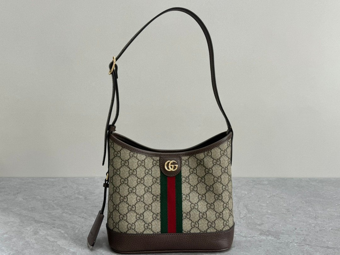 Gucci Ophidia GG Supreme Canvas Shoulder Bucket Bag Web Stripe & Double G Hardware 1