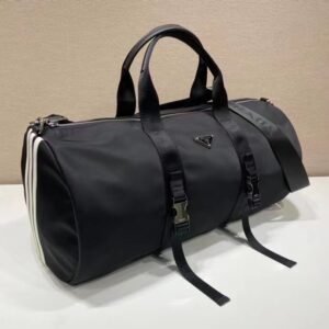 adidas x Prada Collaboration Limited Edition Re-Nylon Duffle Bag 50cm Sport Travel Weekender with Saffiano Leather