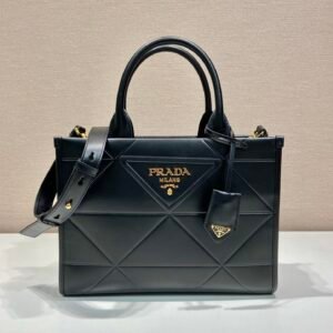 Prada Small Triangle Quilted Calfskin Leather Tote Bag 30cm Timeless Elegance with Detachable Shoulder Strap