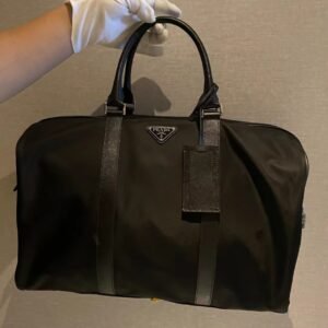 Prada Classic Re-Nylon and Saffiano Leather Travel Bag 44cm Luxury Large Capacity Weekender Duffle
