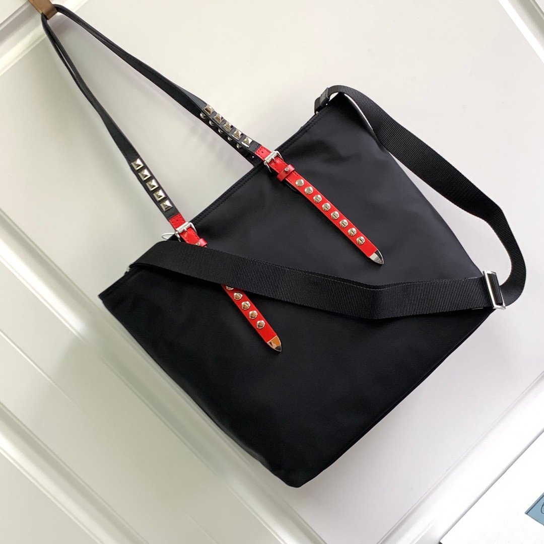 Prada Studded Nylon Tote Bag 34cm The Ultimate Fusion of Edgy Sophistication and Utility 11