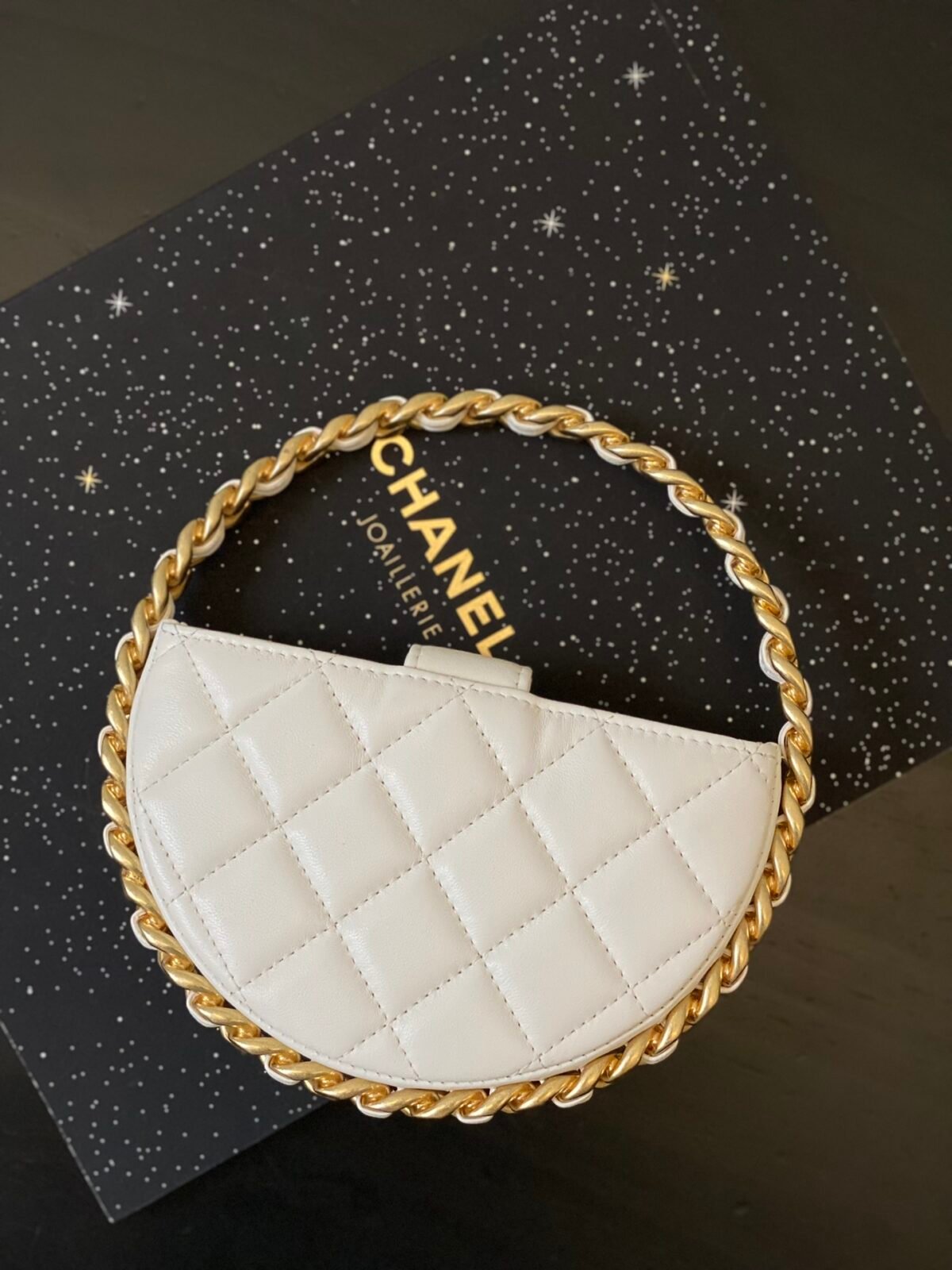 Chanel 23K Camellia Bow Hula Hoop Micro Bag 16cm Quilted Lambskin Evening Clutch & Wristlet 11