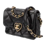 Chanel 22B Coco Love Quilted Heart Flap Bag 2 Sizes Black Lambskin & Gold-Tone 12