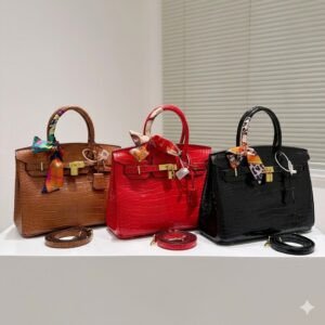 Hermès Birkin 30cm Handbag Premium Exotic Leather 3 Colors Black/Red/Brown