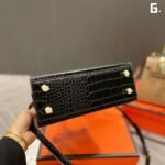 Hermès Croc-Embossed Kelly Style Handbag 25cm Luxury Top-Handle Bag with Signature Charms 13