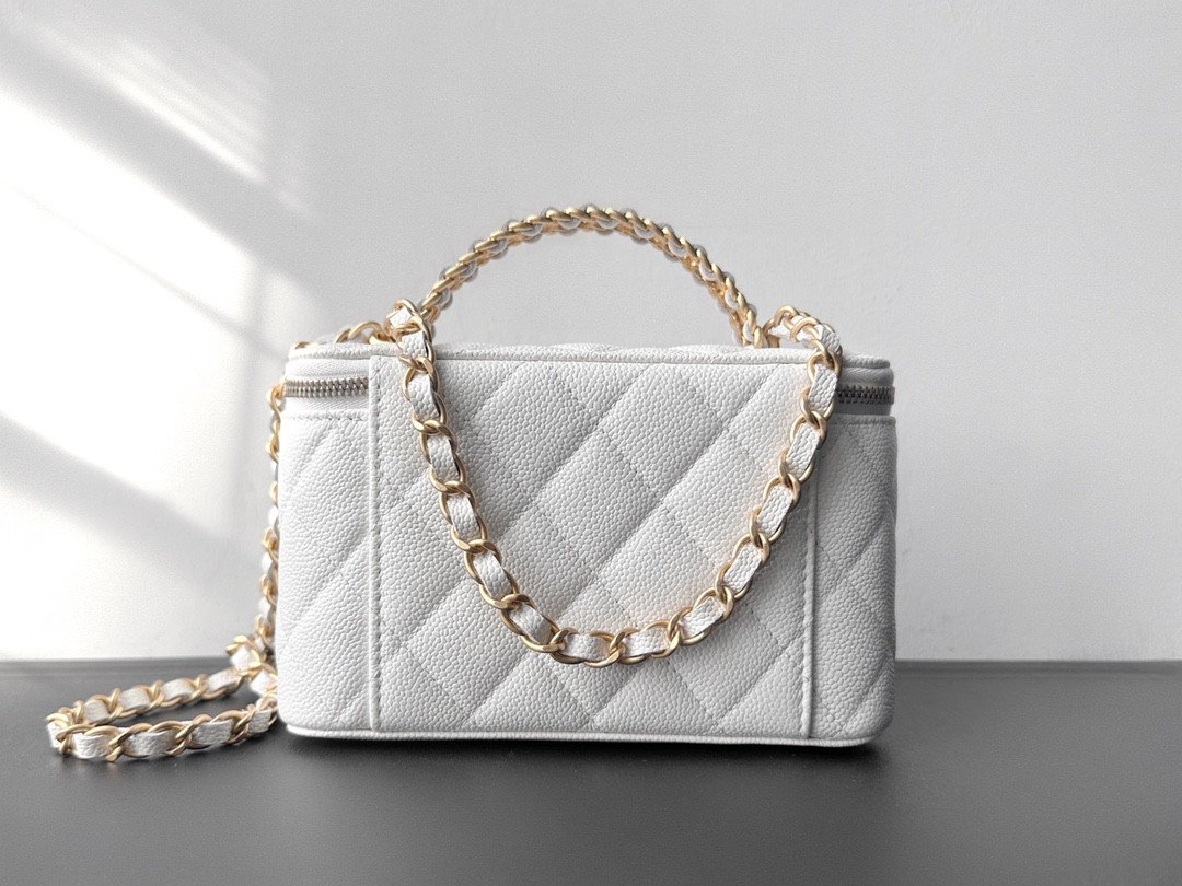Chanel Signature Letter Handle Vanity Case 17cm Upgraded Caviar Leather Edition 14
