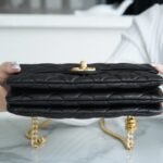 CHANEL 22K Special Edition Adjustable Gold Ball Flap Bag 22cm with Embossed CC Logo and Vintage Gold Hardware 14