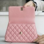 CHANEL Coco Handle Small Flap Bag 24cm in Grained Calfskin Elegant Top Handle Crossbody with Gold-Tone Hardware 14