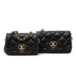 Chanel 22B Coco Love Quilted Heart Flap Bag 2 Sizes Black Lambskin & Gold-Tone 16