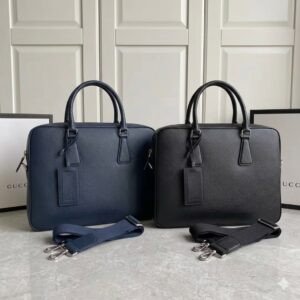 Prada Men's Saffiano Leather Briefcase 36cm Laptop Bag Detachable Strap Luxury Business Work Bag