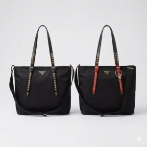 Prada Studded Nylon Tote Bag 34cm The Ultimate Fusion of Edgy Sophistication and Utility