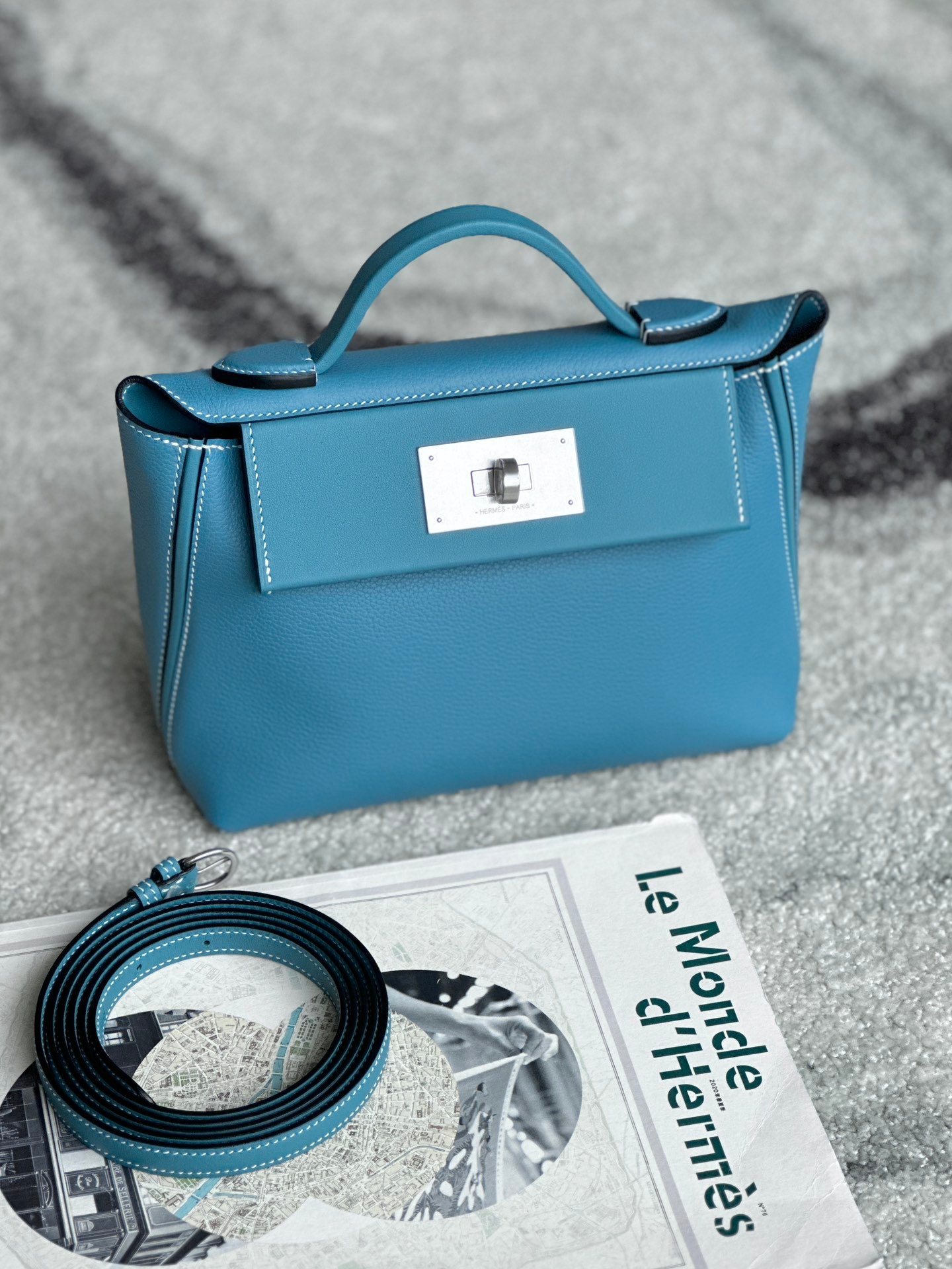 Hermès 24/24 Mini Bag in Evercolor & Swift Calfskin KELLY 2424 Convertible Handbag 21cm Colors 19