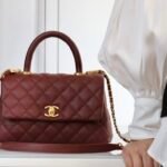 CHANEL Coco Handle Small Flap Bag 24cm in Grained Calfskin Elegant Top Handle Crossbody with Gold-Tone Hardware 19