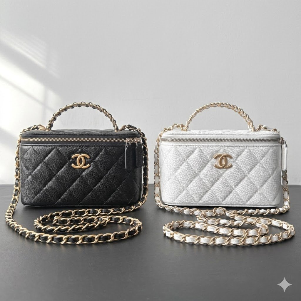 Chanel Signature Letter Handle Vanity Case 17cm Upgraded Caviar Leather Edition 19