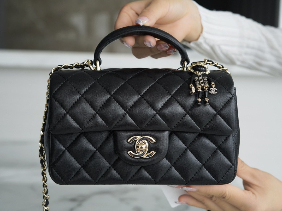 CHANEL 2022P Limited Edition Mini CF Top Handle Bag with 3D Lion Charm 2